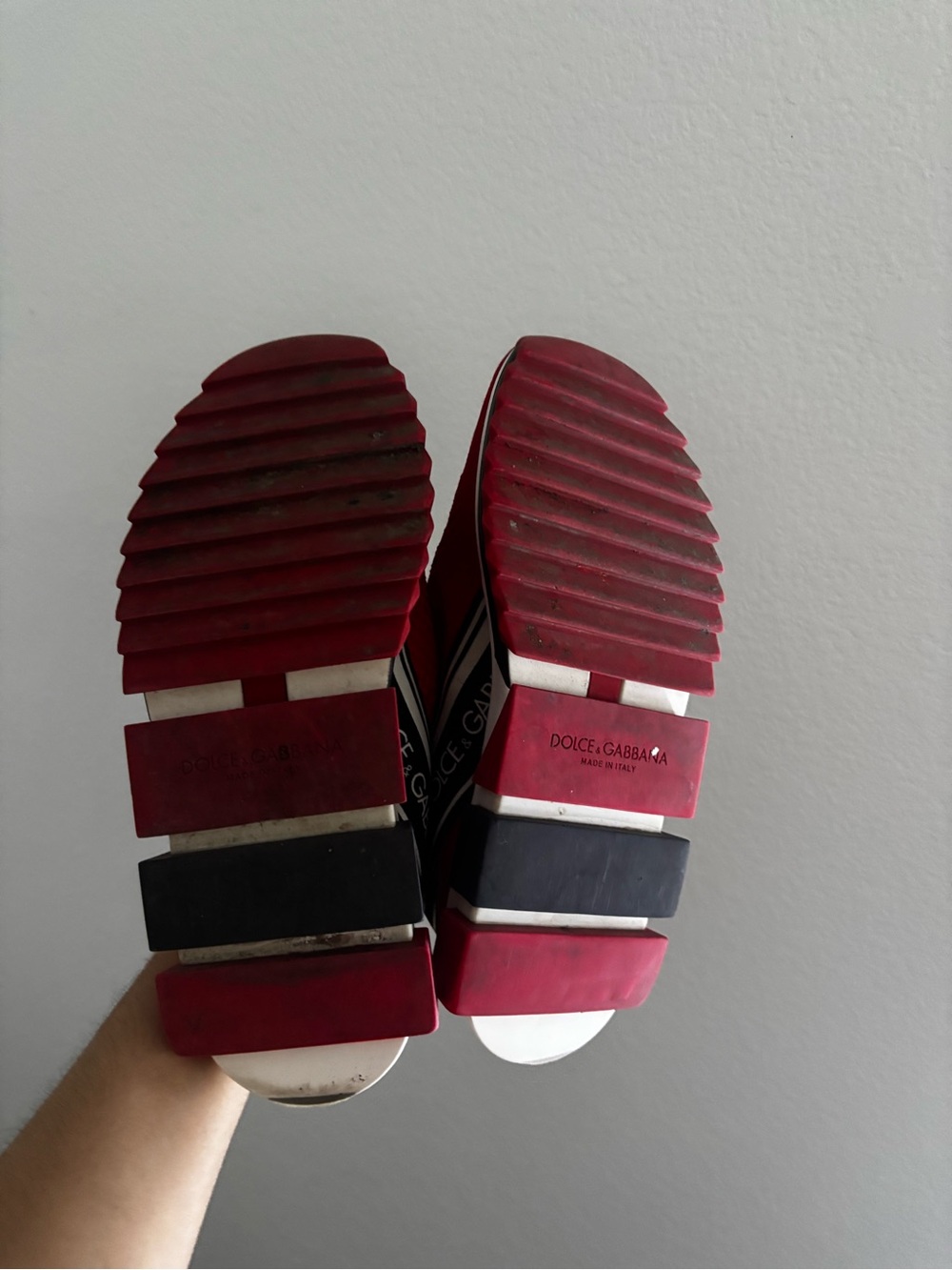 Dolce & Gabbana Red and Black Slip-On Knit Sneakers (READ DESCRIPTION) - Picture 4 of 5